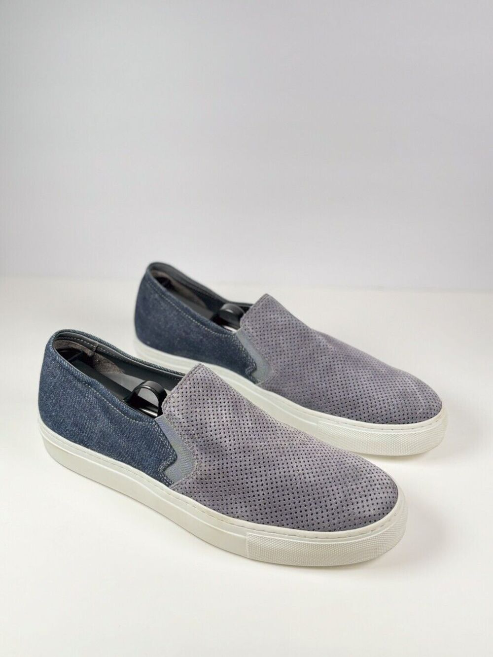 To Boot New York Shoes Gray Stewart Suede Denim Perforated Slip On Sneakers 8.5
